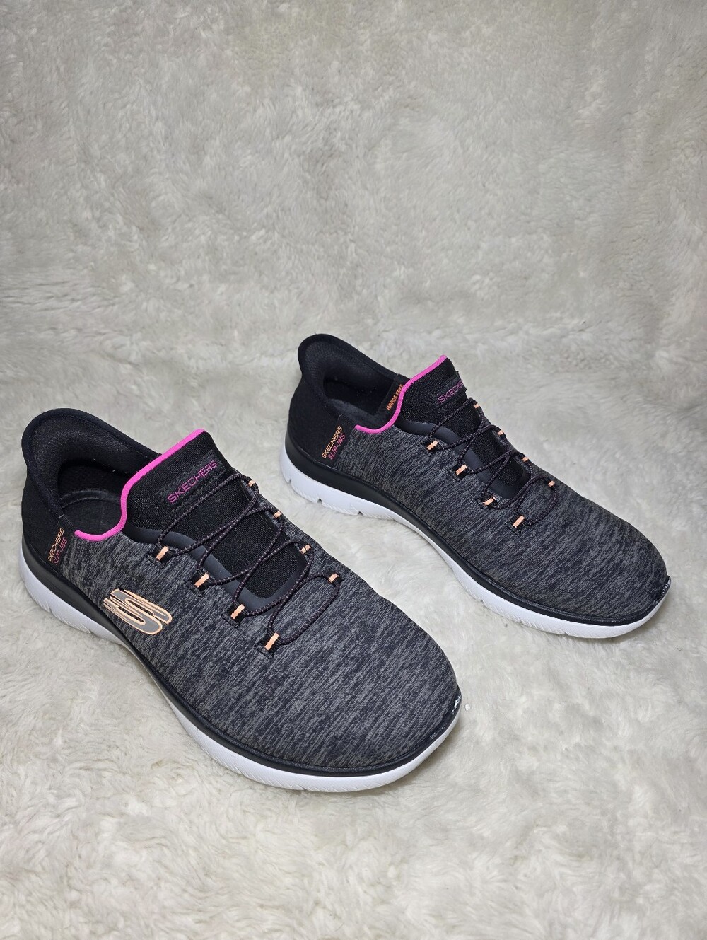 Skechers Slip-ins Summits Dazzling Haze Sneakers Black Pink Wide Fit 8.5 - Picture 3 of 9